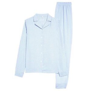 Pouf Kids' Gingham Long Sleeve Two-Piece Pajamas in Blue